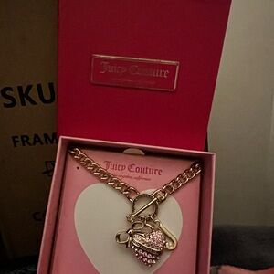Juicy Couture Gold Necklace with Pink Heart Charm